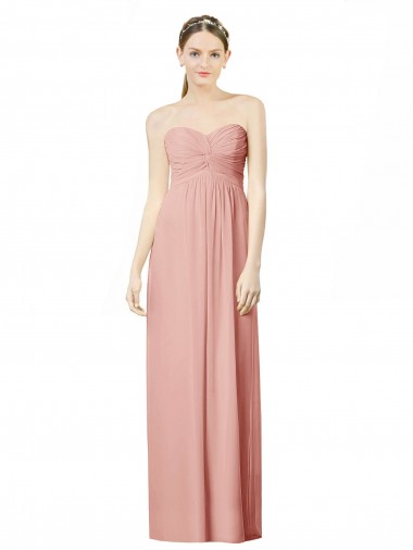 Long Chiffon Sweetheart Bridesmaid Dress with Twist Bodice for Sale