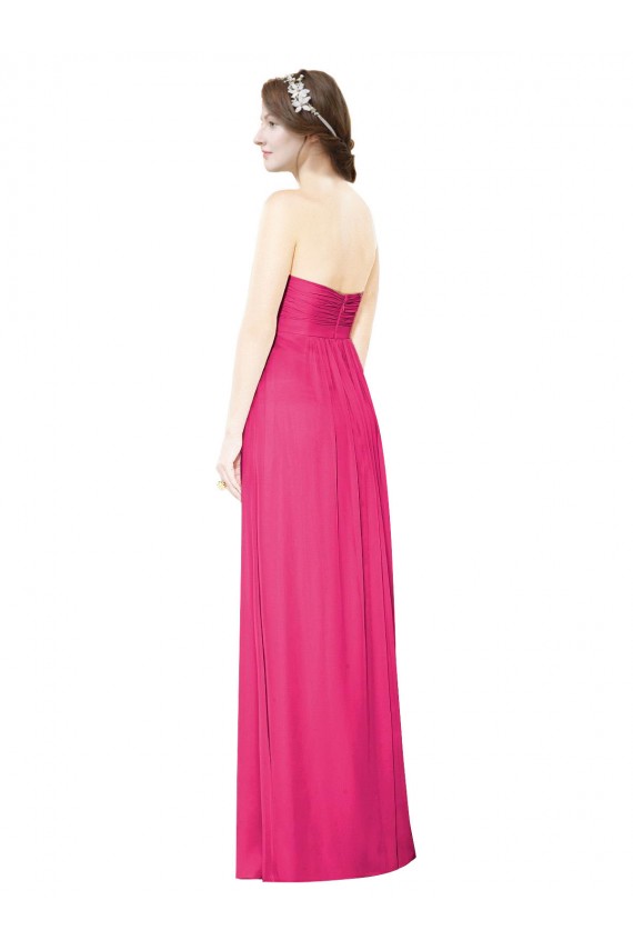 Full Length Strapless Long Chiffon Dress with Waistband for Sale