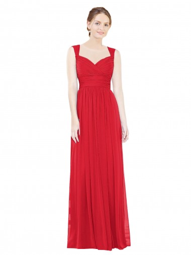 Full-Length Long Chiffon Bridesmaid Dress with Side Front Slit for Sale