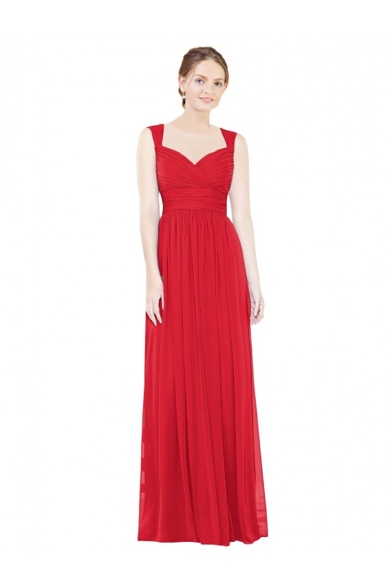 Full-Length Long Chiffon Bridesmaid Dress with Side Front Slit for Sale