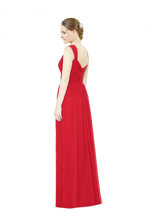 Full-Length Long Chiffon Bridesmaid Dress with Side Front Slit for Sale