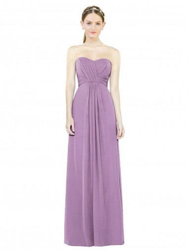 Sweetheart Neckline Strapless Chiffon Bridesmaid Dress with Wrap Pleat for Sale