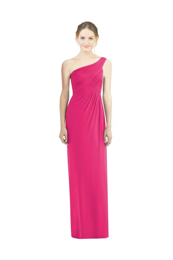 One Shoulder Long Chiffon Bridesmaid Dress for Sale