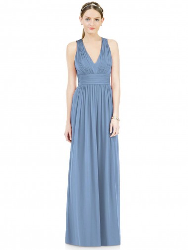 Sleeveless Cross Strap Back Chiffon Bridesmaid Dress for Sale