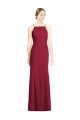 High Square Trumpet Chiffon Bridesmaid Dress with Lace-Up Open Back for Sale