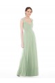Sheer Back Cap Sleeves Long Chiffon Bridesmaid Dress  for Sale