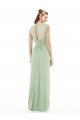 Sheer Back Cap Sleeves Long Chiffon Bridesmaid Dress  for Sale