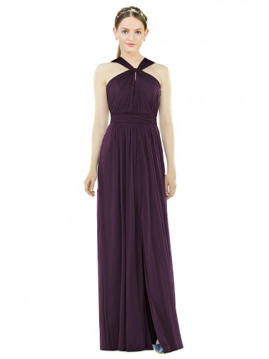 Maxi Chiffon Halter Neck Bridesmaid Dress for Sale