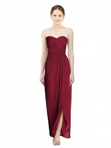 Strapless Sweetheart Long Chiffon Bridesmaid Dress for Sale