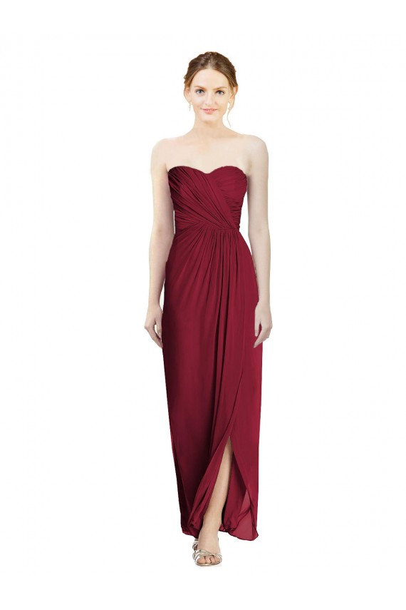 Strapless Sweetheart Long Chiffon Bridesmaid Dress for Sale