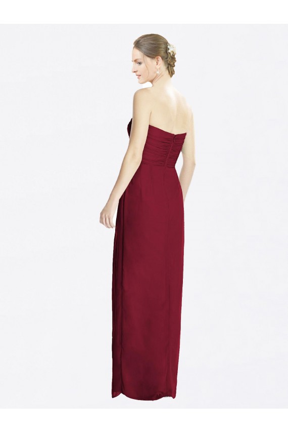 Strapless Sweetheart Long Chiffon Bridesmaid Dress for Sale