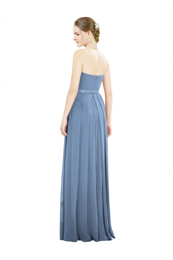 V-Pleat Chiffon Full-Length Strapless Bridesmaid Dress for Sale