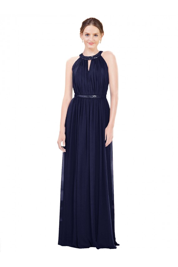Vintage Full-Length Sleeveless Chiffon Bridesmaid Dress  for Sale