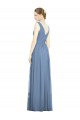 Sleeveless Draped Chiffon Maxi Bridesmaid Dress with Front Slit for Sale