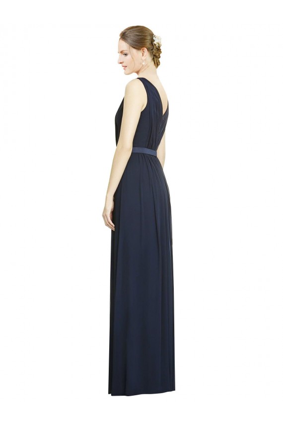 Full-Length V-Neck Lux Chiffon Bridesmaid Dress with V-Back for Sale