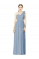 Flower Shoulder Draped One Shoulder Chiffon Bridesmaid Dress for Sale
