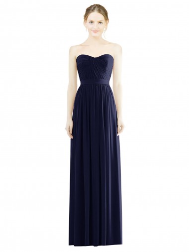 Low Back Draped Strapless Chiffon Formal Bridesmaid Dress  for Sale