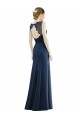 Lace Bodice Open Back Trumpet Chiffon Bridesmaid Dress with Bow Belt for Sale