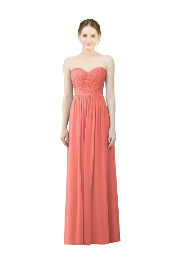 Draped Sweetheart Strapless Chiffon Bridesmaid Dress for Sale