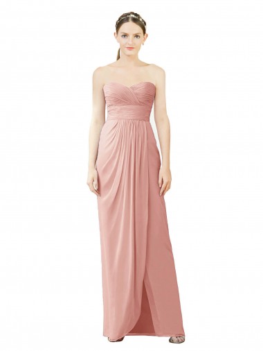 Strapless Sweetheart Long Chiffon Wrap Bridesmaid Dress for Sale