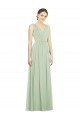 Natural Waist V-Neck Draped Chiffon Bridesmaid Dress for Sale