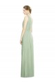 Natural Waist V-Neck Draped Chiffon Bridesmaid Dress for Sale