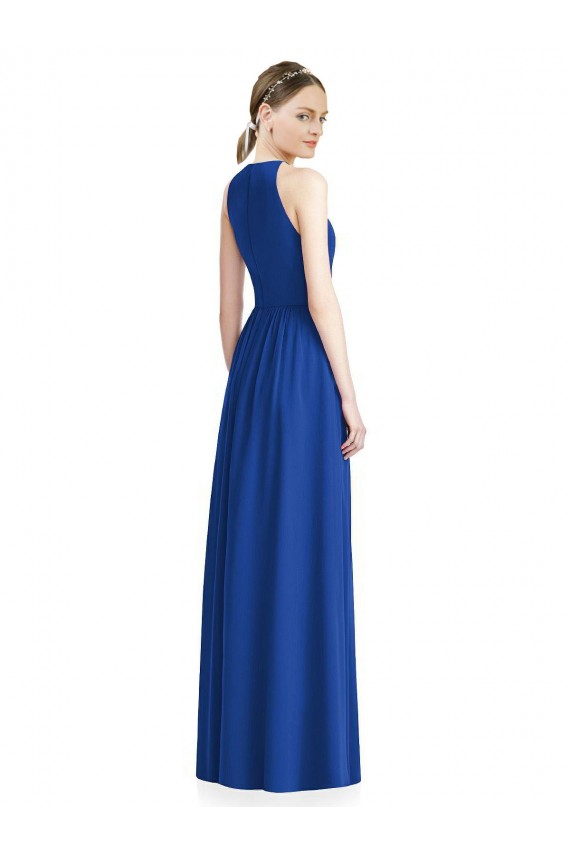 Draped Keyhole Long Chiffon Bridesmaid Dress for Sale