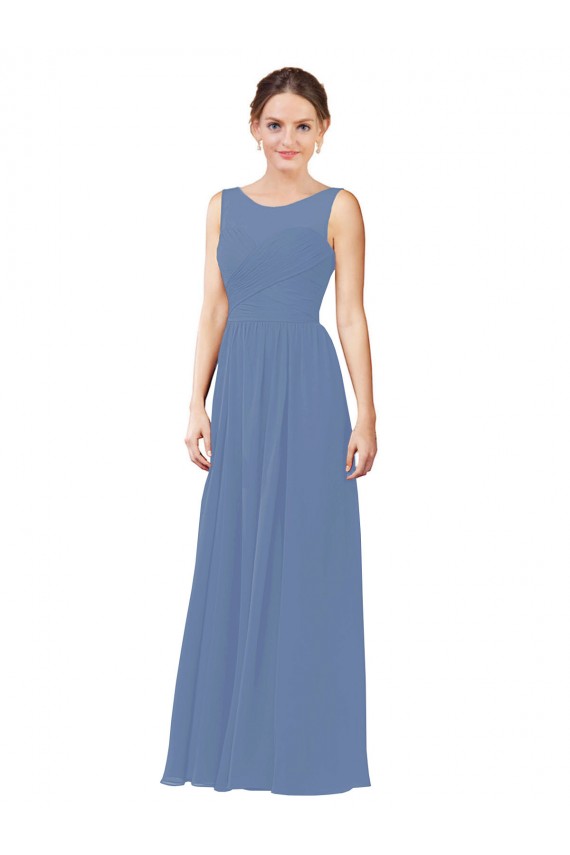 Luxe Chiffon Bridesmaid Dress with Illusion and Sweetheart Neckline for Sale