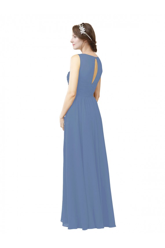 Luxe Chiffon Bridesmaid Dress with Illusion and Sweetheart Neckline for Sale