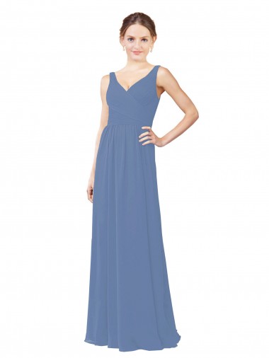 Draped V-Neck Luxe Chiffon Bridesmaid Dress for Sale