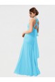 Long Halter Chiffon Bridesmaid Dress with Dropped Waist for Sale