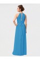 High Low Long Halter Keyhole Chiffon Bridesmaid Dress for Sale