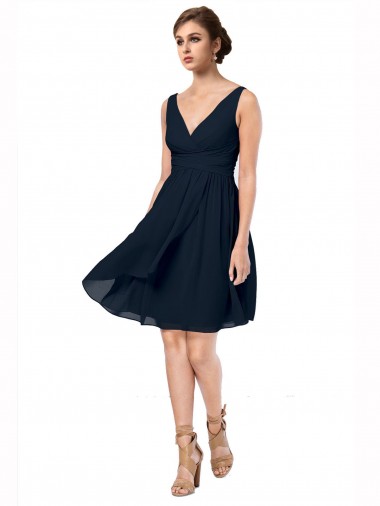Short Knee Length Criss Cross Draped Chiffon Cocktail Bridesmaid Dress for Sale