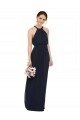 High Halter Neckline Chiffon Bridesmaid Dress with Slim Keyhole Back for Sale