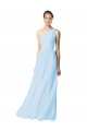 One Shoulder Long Chiffon Bridesmaid Dress with Shirred Bodice and Front Keyhole for Sale