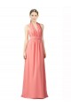 Shirred Bodice Full Length Long Chiffon Bridesmaid Dress for Sale
