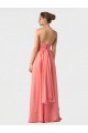 Shirred Bodice Full Length Long Chiffon Bridesmaid Dress for Sale