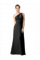 One Shoulder Full Length Chiffon Bridesmaid Dress with Shirred Bodice for Sale