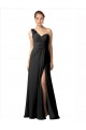 Sheer One Shoulder Chiffon A-Line Bridesmaid Dress with Slit for Sale