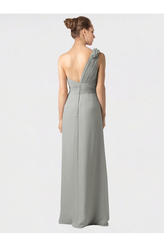 Sheer One Shoulder Chiffon A-Line Bridesmaid Dress with Slit for Sale