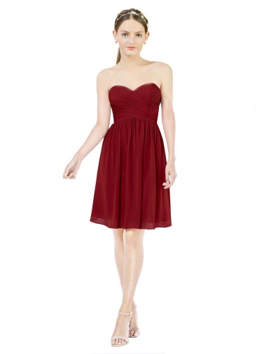 Short Sweetheart Knee Length Chiffon Cocktail Bridesmaid Dress with Open Back for Sale
