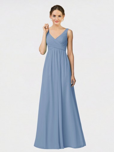 Long Chiffon Bridesmaid Dress with Sweetheart Neckline and Wide Straps for Sale