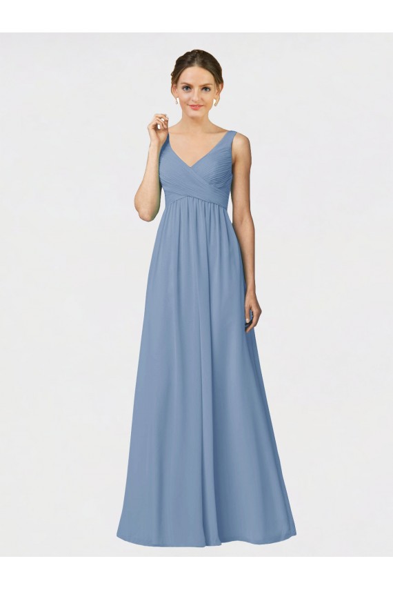 Long Chiffon Bridesmaid Dress with Sweetheart Neckline and Wide Straps for Sale