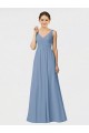 Long Chiffon Bridesmaid Dress with Sweetheart Neckline and Wide Straps for Sale
