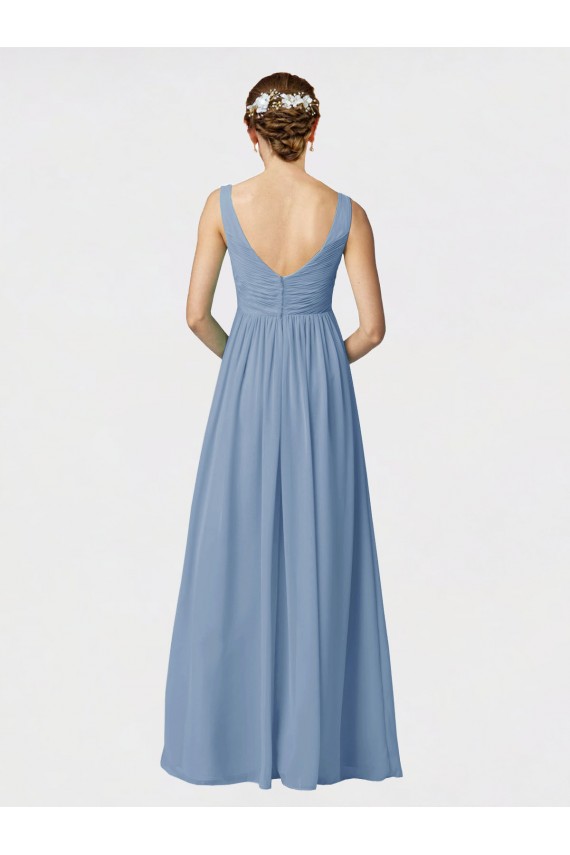Long Chiffon Bridesmaid Dress with Sweetheart Neckline and Wide Straps for Sale