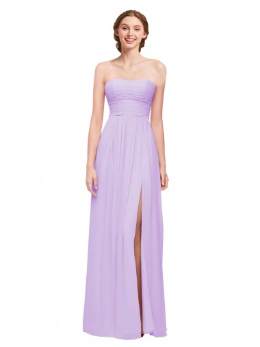 Strapless Mermaid Chiffon Bridesmaid Dress WITH High Side Slit and Ruffles for Sale
