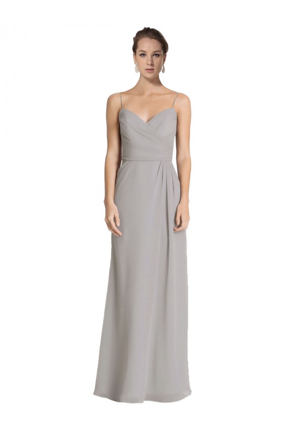 Long Chiffon A-Line Bridesmaid Dress with Criss-Cross Draped Bodice for Sale