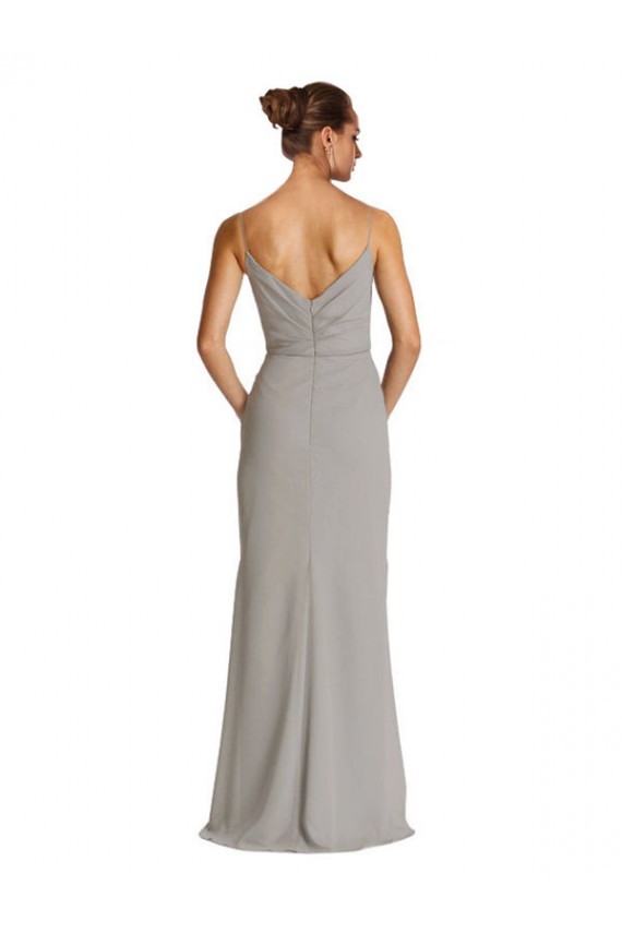 Long Chiffon A-Line Bridesmaid Dress with Criss-Cross Draped Bodice for Sale