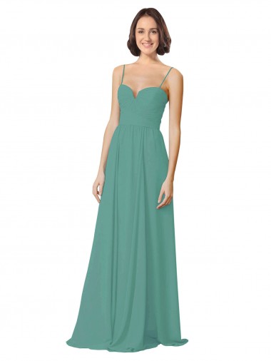 Spaghetti Straps Sweetheart A-Line Chiffon Bridesmaid Dress for Sale