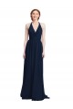 Halter Chiffon Bridesmaid Dress with V-Neckline and Criss Cross Waist for Sale